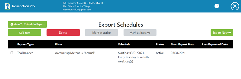 Schedule Export