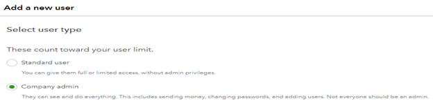 Transaction Pro, Admin Portal, Add a company administrator