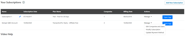 Transaction Pro Open the Admin Portal