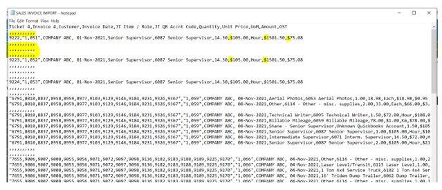 raw data exported with empty lines and unwanted characters