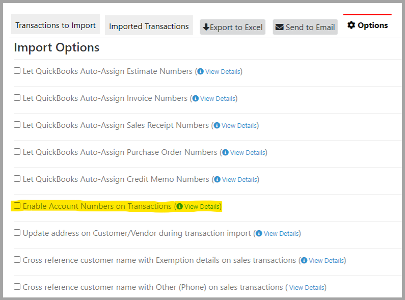 Accounting name versus Account number for importing in Transaction Pro for QuickBooks Online