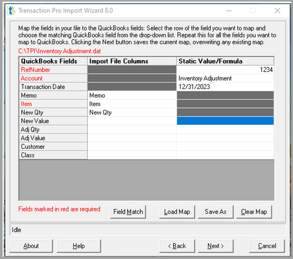 Example import using RefNumber Account and Transaction Date in Transaction Pro Importer