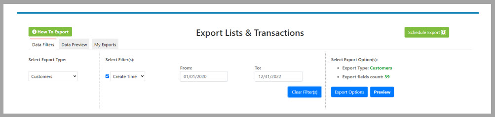 Transaction Pro Exporter with lists