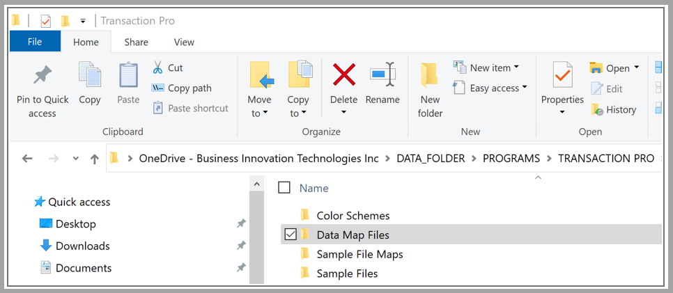 Saving a data map in Transaction Pro creating the folder