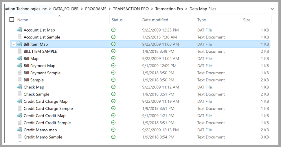 Creating data maps in Transaction Pro saving a sample file